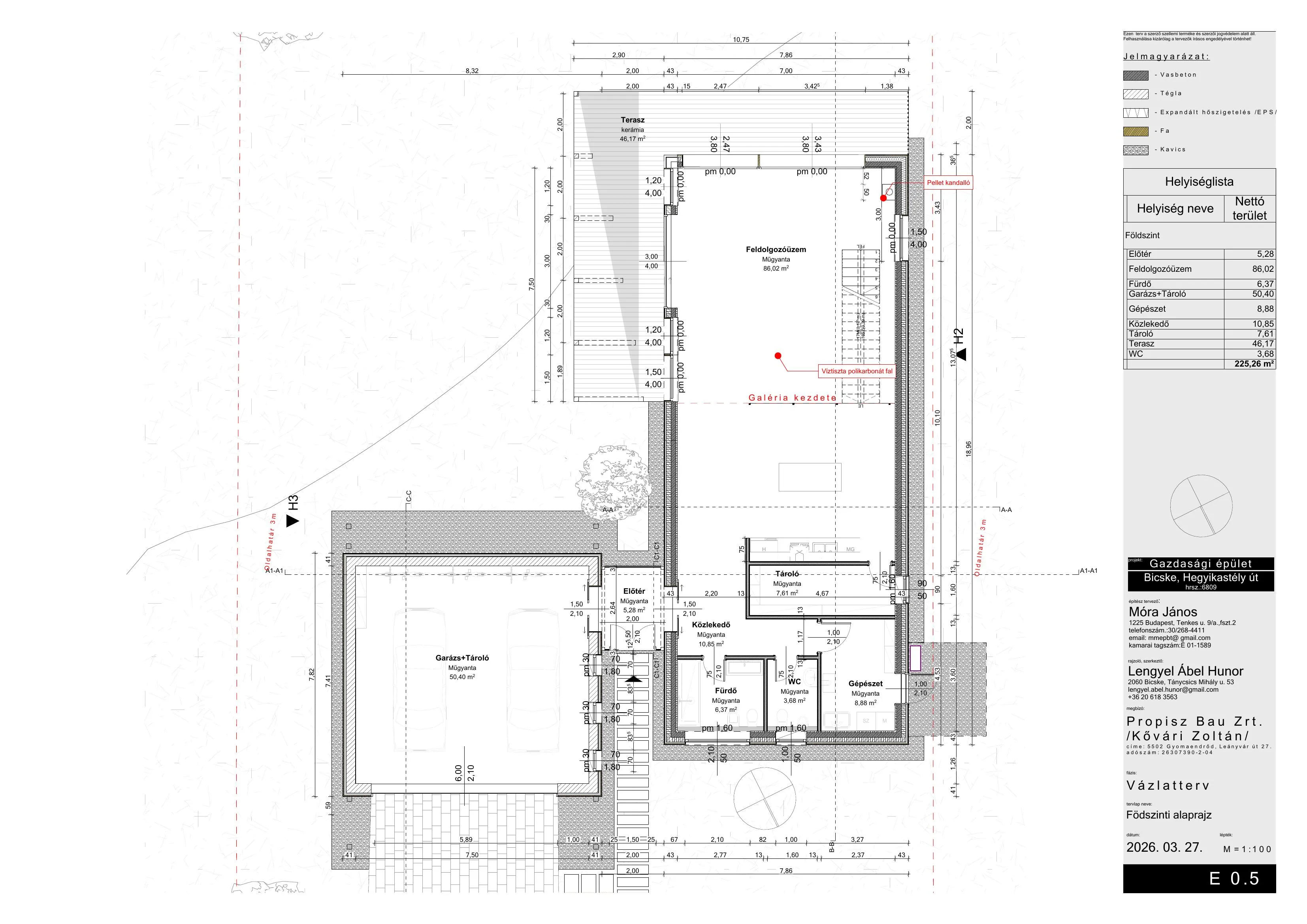 Földszinti alaprajz — Bicskei villaépület (E 0.5)